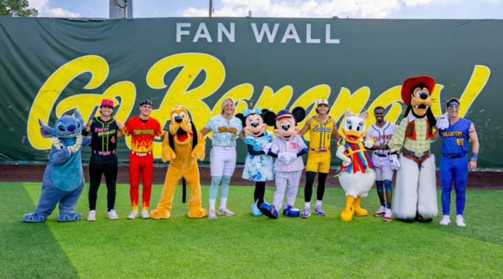 Disney characters and players from all six teams at the Banana Ball Open announcement, ESPN Wide World of Sports Complex