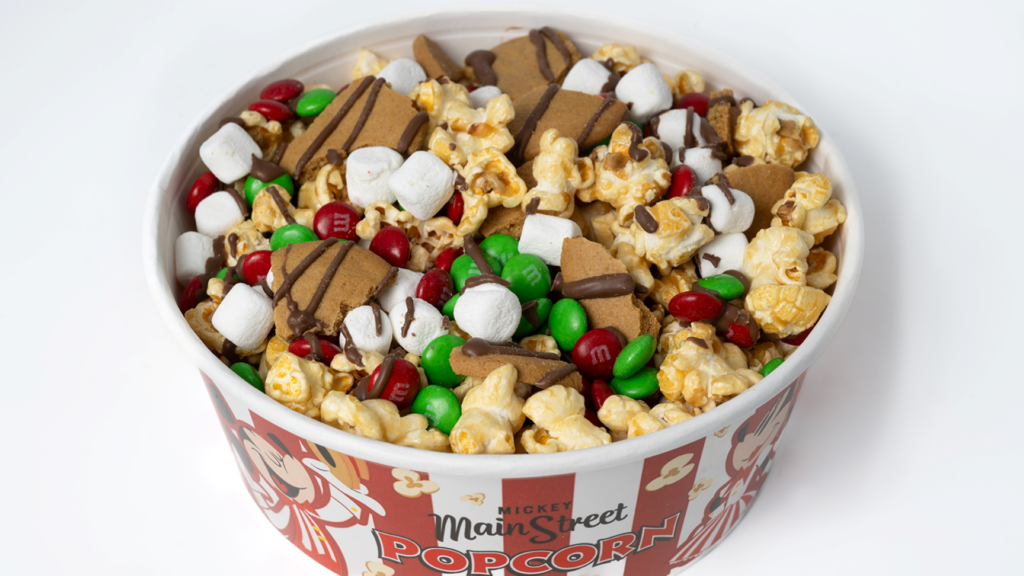 Holiday popcorn with M&M’S at Main Street Confectionery at Magic Kingdom Park
