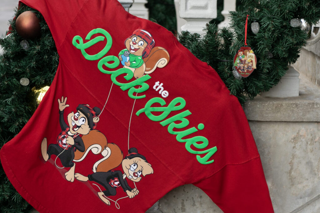 Red Deck the Skies sweatshirt featuring Earl the Squirrel at Universal Orlando Resort